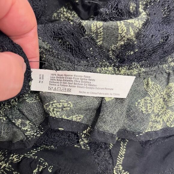 Intimately Free People Voile & Lace Trapeze Dress Rare Green Floral Print Sz Sm - Picture 9 of 16